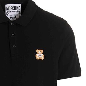 100% authentic Moschino Black Polo Shirt with Bear Patch